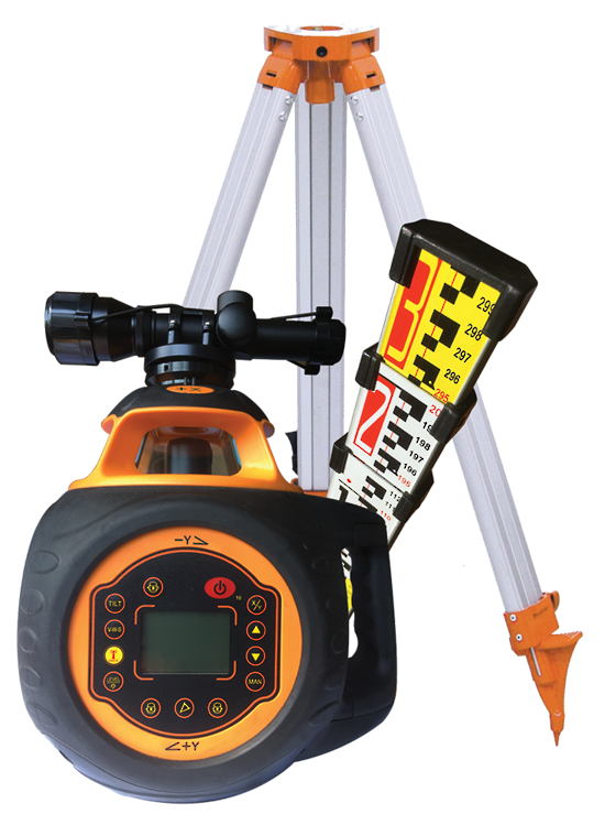 RL5 Dual Grade Rotary Laser Kit c/w Staff & Tripod 519946 Rotating